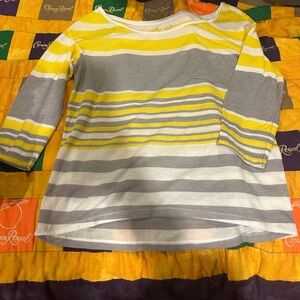Yellow white and grey American Eagle top size M